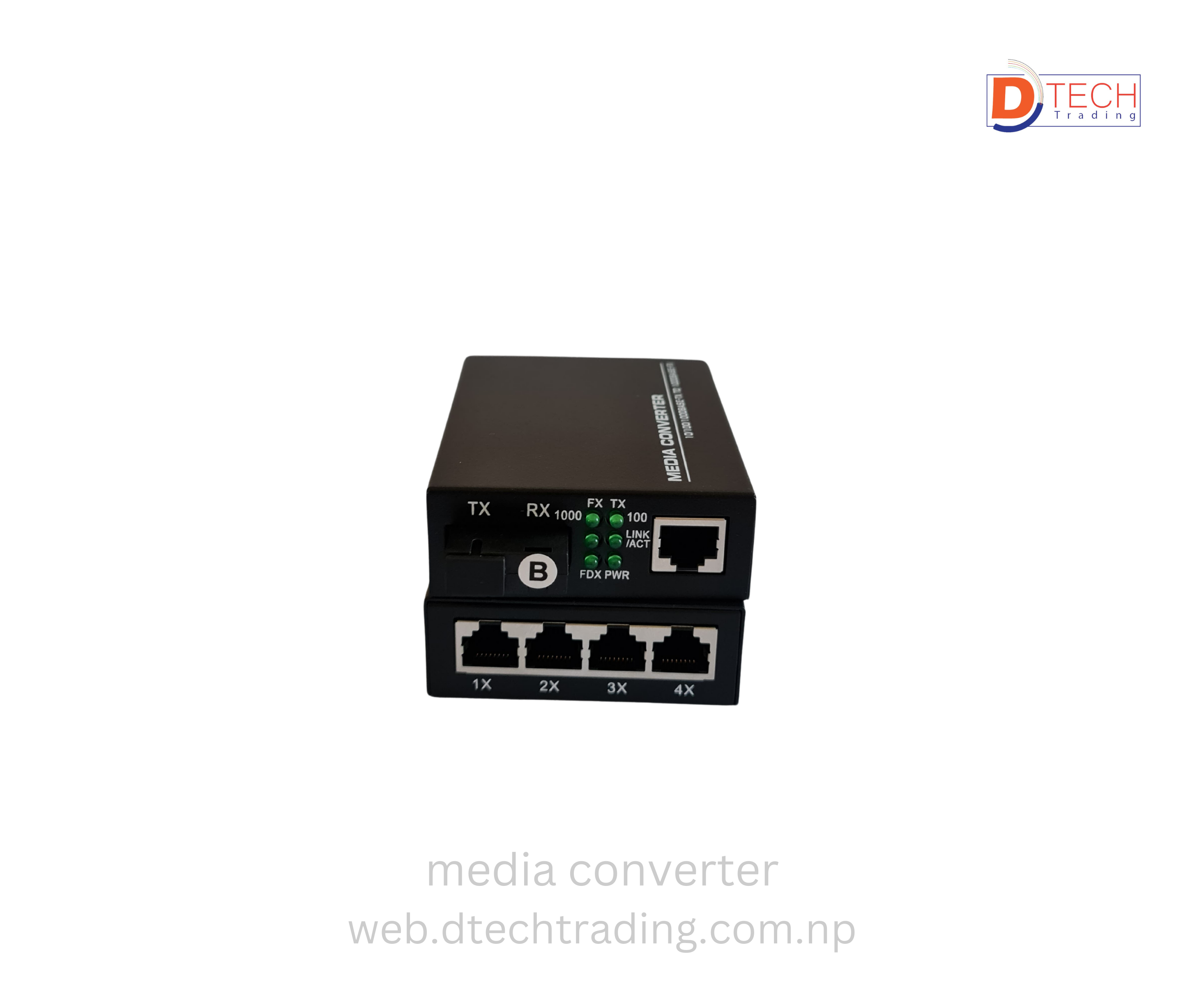 Media Converter 10/100/1000M 3km 1Fiber 4RJ45 SM single fiber SC (B)